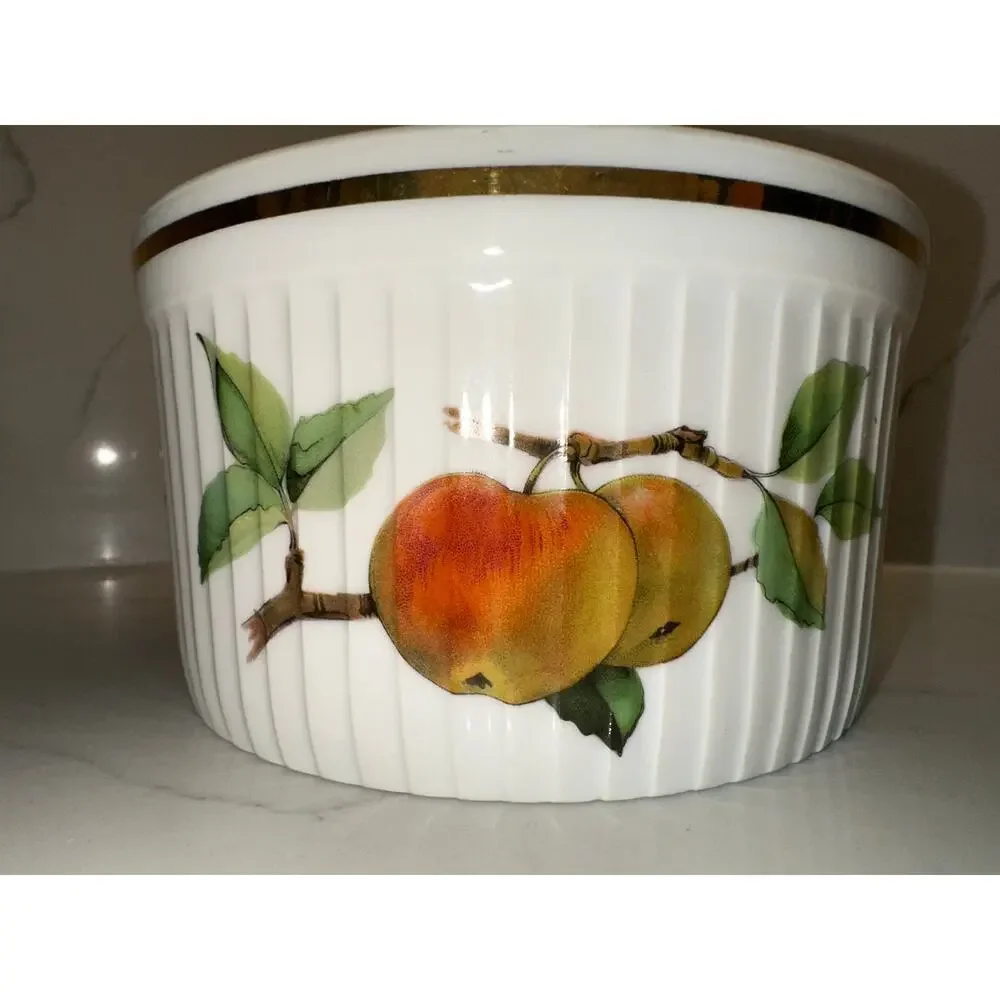 Royal Worcester Evesham Gold Souffle Dish 5.5” Fine Porcelain England